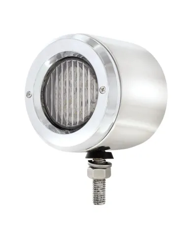 UP31816-Stainless 2.5" Double Face Light With LED Lights & Bezels - Amber & Red LED/Clear Lens