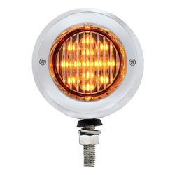 UP31816-Stainless 2.5" Double Face Light With LED Lights & Bezels - Amber & Red LED/Clear Lens