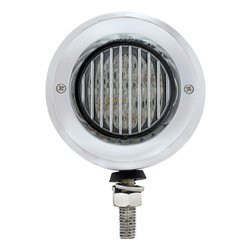 UP31816-Stainless 2.5" Double Face Light With LED Lights & Bezels - Amber & Red LED/Clear Lens