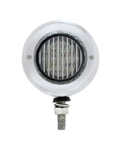 UP31816-Stainless 2.5" Double Face Light With LED Lights & Bezels - Amber & Red LED/Clear Lens