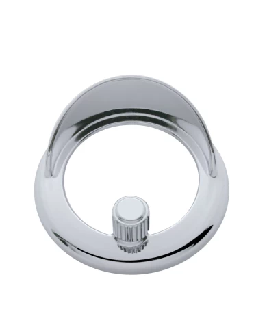 (CARD) CHROME PLASTIC FREIGHTLINER CLOCK BEZEL W/ VISOR - PLAIN (CARD) CHROME PLASTIC FREIGHTLINER CLOCK BEZEL W/ VISOR - PLAIN