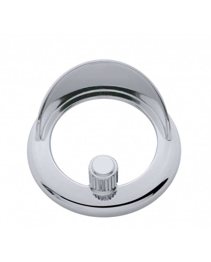 (CARD) CHROME PLASTIC FREIGHTLINER CLOCK BEZEL W/ VISOR - PLAIN