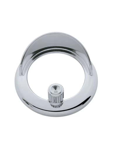 (CARD) CHROME PLASTIC FREIGHTLINER CLOCK BEZEL W/ VISOR - INDENTED (CARD) CHROME PLASTIC FREIGHTLINER CLOCK BEZEL W/ VISOR - INDENTED