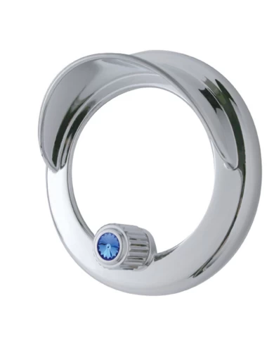 (CARD) CHROME PLASTIC FREIGHTLINER CLOCK BEZEL W/ VISOR & DIAMOND - BLUE (CARD) CHROME PLASTIC FREIGHTLINER CLOCK BEZEL W/ VISOR & DIAMOND - BLUE
