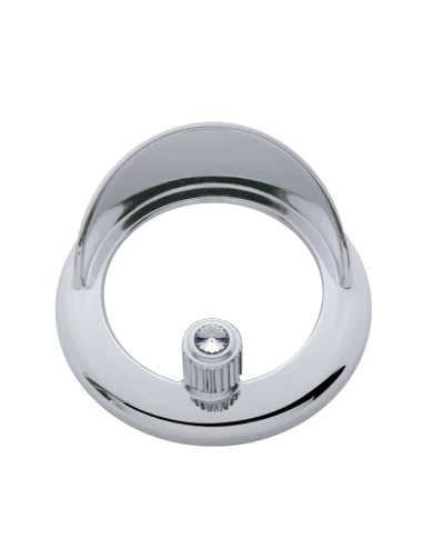 (CARD) CHROME PLASTIC FREIGHTLINER CLOCK BEZEL W/ VISOR & DIAMOND - CLEAR (CARD) CHROME PLASTIC FREIGHTLINER CLOCK BEZEL W/ VISOR & DIAMOND - CLEAR