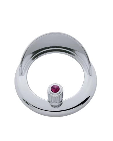 (CARD) CHROME PLASTIC FREIGHTLINER CLOCK BEZEL W/ VISOR & DIAMOND - PURPLE (CARD) CHROME PLASTIC FREIGHTLINER CLOCK BEZEL W/ VISOR & DIAMOND - PURPLE