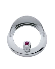 (CARD) CHROME PLASTIC FREIGHTLINER CLOCK BEZEL W/ VISOR & DIAMOND - PURPLE