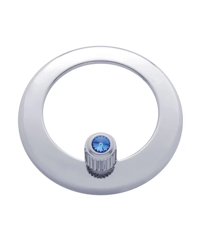 (CARD) CHROME PLASTIC FREIGHTLINER CLOCK BEZEL W/ DIAMOND - BLUE (CARD) CHROME PLASTIC FREIGHTLINER CLOCK BEZEL W/ DIAMOND - BLUE