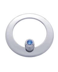 (CARD) CHROME PLASTIC FREIGHTLINER CLOCK BEZEL W/ DIAMOND - BLUE (CARD) CHROME PLASTIC FREIGHTLINER CLOCK BEZEL W/ DIAMOND - BLUE