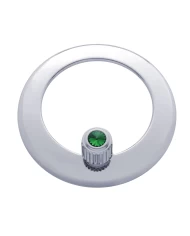 (CARD) CHROME PLASTIC FREIGHTLINER CLOCK BEZEL W/ DIAMOND - GREEN