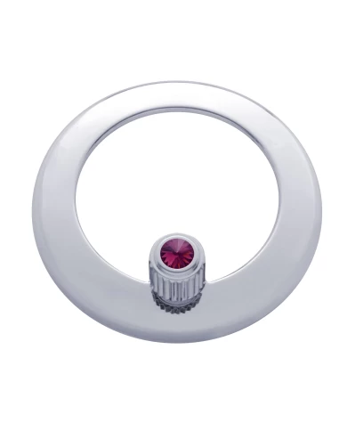 (CARD) CHROME PLASTIC FREIGHTLINER CLOCK BEZEL W/ DIAMOND - PURPLE (CARD) CHROME PLASTIC FREIGHTLINER CLOCK BEZEL W/ DIAMOND - PURPLE