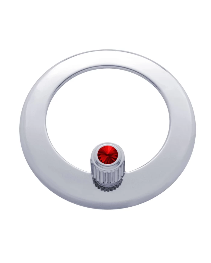 (CARD) CHROME PLASTIC FREIGHTLINER CLOCK BEZEL W/ DIAMOND - RED