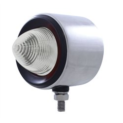 UP31819-Stainless 2-1/2" Double Face LED Beehive Lights With Grommet - Amber & Red LED/Clear Lens