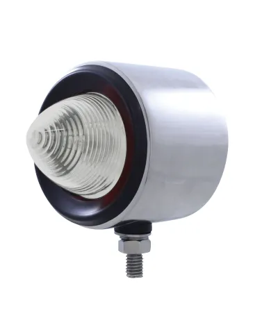 UP31819-Stainless 2-1/2" Double Face LED Beehive Lights With Grommet - Amber & Red LED/Clear Lens