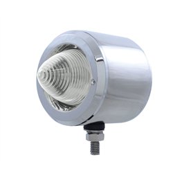 UP31820-Stainless 2.5" Double Face LED Beehive Lights With Bezel - Amber & Red LED/Clear Lens