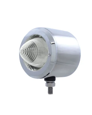 UP31820-Stainless 2.5" Double Face LED Beehive Lights With Bezel - Amber & Red LED/Clear Lens