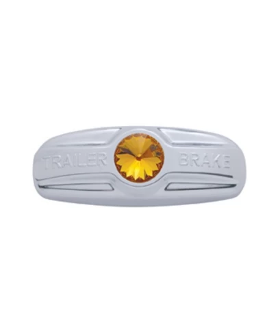 (CARD) CHROME PLASTIC FREIGHTLINER TRAILER BRAKE HANDLE COVER W/ DIAMOND - AMBER (CARD) CHROME PLASTIC FREIGHTLINER TRAILER BRAKE HANDLE COVER W/ DIAMOND - AMBER