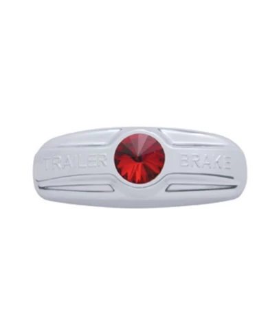 (CARD) CHROME PLASTIC FREIGHTLINER TRAILER BRAKE HANDLE COVER W/ DIAMOND - RED (CARD) CHROME PLASTIC FREIGHTLINER TRAILER BRAKE HANDLE COVER W/ DIAMOND - RED