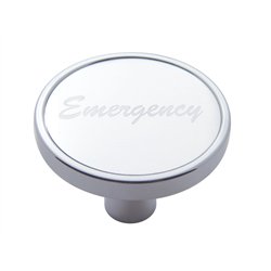 UP23285-"Emergency" Short Air Valve Knob - Silver Aluminum Sticker