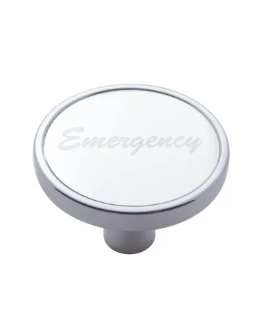 UP23285-"Emergency" Short Air Valve Knob - Silver Aluminum Sticker