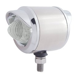UP31821-Stainless 2.5" Double Face LED Beehive Lights With Visor - Amber & Red LED/Clear Lens