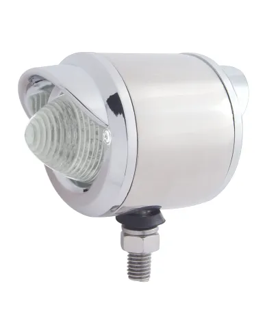 UP31821-Stainless 2.5" Double Face LED Beehive Lights With Visor - Amber & Red LED/Clear Lens