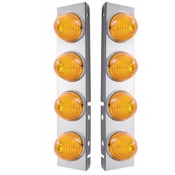 UP31976-SS Front Air Cleaner Bracket W/8X 17 LED Beehive Lights & SS Bezels For Peterbilt -Amber LED & Lens (Pair)