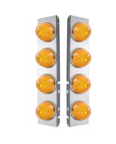 UP31976-SS Front Air Cleaner Bracket W/8X 17 LED Beehive Lights & SS Bezels For Peterbilt -Amber LED & Lens (Pair)