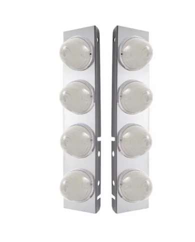 UP31977-SS Front Air Cleaner Bracket W/8X 17 LED Beehive Lights & SS Bezels For Peterbilt -Amber LED/Clear Lens (Pair)