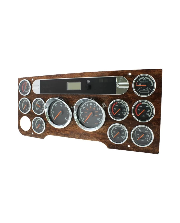 (CARD) CHROME PLASTIC 2007+ FREIGHTLINER CASCADIA GAUGE COVER WITH VISOR