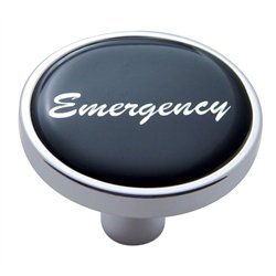 UP23304-"Emergency" Short Air Valve Knob - Black Glossy Sticker