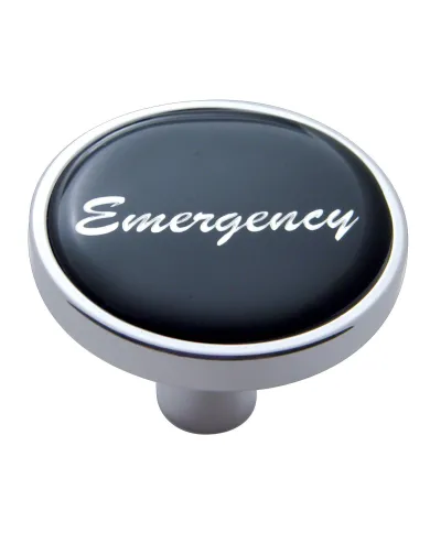 UP23304-"Emergency" Short Air Valve Knob - Black Glossy Sticker