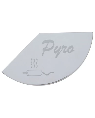 (CARD) STAINLESS STEEL PETERBILT GAUGE EMBLEM - PYROMETER (1/3 CIRCLE LARGE) (CARD) STAINLESS STEEL PETERBILT GAUGE EMBLEM - PYROMETER (1/3 CIRCLE LARGE)