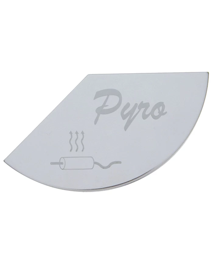 (CARD) STAINLESS STEEL PETERBILT GAUGE EMBLEM - PYROMETER (1/3 CIRCLE LARGE)