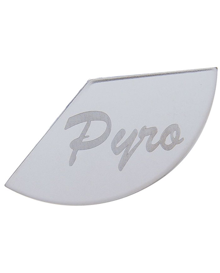 (CARD) STAINLESS STEEL PETERBILT GAUGE EMBLEM - PYROMETER (1/3 CIRCLE SMALL) (CARD) STAINLESS STEEL PETERBILT GAUGE EMBLEM - PYROMETER (1/3 CIRCLE SMALL)