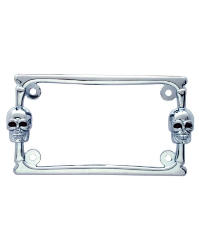 (CARD) CHROME DESIGNER SKULL MOTORCYCLE LICENSE FRAME (CARD) CHROME DESIGNER SKULL MOTORCYCLE LICENSE FRAME