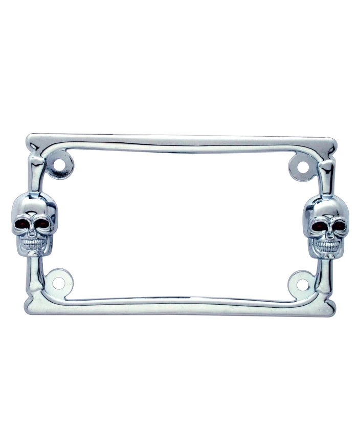 (CARD) CHROME DESIGNER SKULL MOTORCYCLE LICENSE FRAME