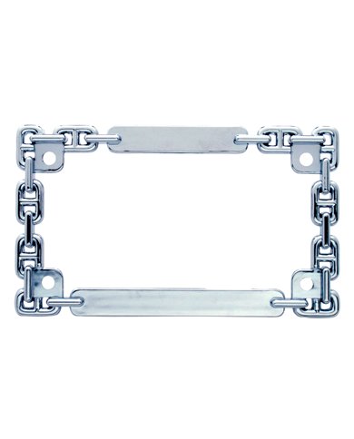 (CARD) CHROME DESIGNER CHAIN MOTORCYCLE LICENSE FRAME (CARD) CHROME DESIGNER CHAIN MOTORCYCLE LICENSE FRAME