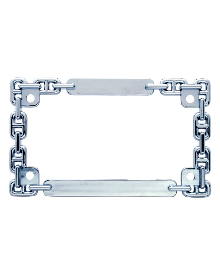 (CARD) CHROME DESIGNER CHAIN MOTORCYCLE LICENSE FRAME