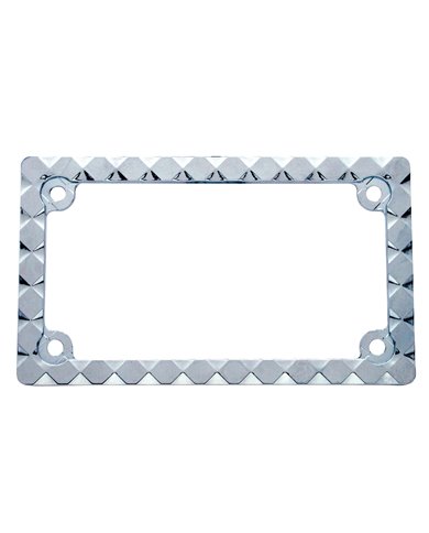 (CARD) CHROME DESIGNER DIAMOND MOTORCYCLE LICENSE FRAME (CARD) CHROME DESIGNER DIAMOND MOTORCYCLE LICENSE FRAME
