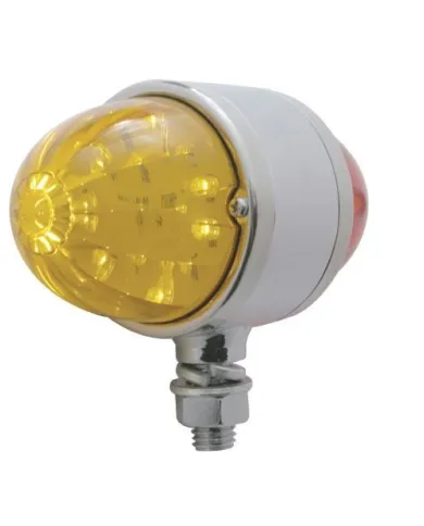 UP32326-34 LED Watermelon Double Face Light W/Chrome Housing - Amber & Red LED/Amber & Red Lens