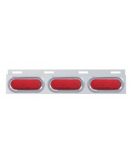 (BULK) STAINLESS STEEL TOP MUD FLAP LIGHT BRACKET W/ THREE 60 LED OVAL LIGHT W/ VISOR - RED LENS (BULK) STAINLESS STEEL TOP MUD FLAP LIGHT BRACKET W/ THREE 60 LED OVAL LIGHT W/ VISOR - RED LENS