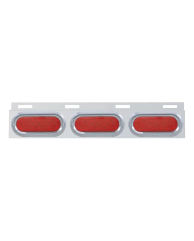 (BULK) STAINLESS STEEL TOP MUD FLAP LIGHT BRACKET W/ THREE 19 LED OVAL LIGHT W/ VISOR - RED LENS (BULK) STAINLESS STEEL TOP MUD FLAP LIGHT BRACKET W/ THREE 19 LED OVAL LIGHT W/ VISOR - RED LENS