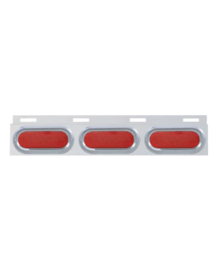 (BULK) STAINLESS STEEL TOP MUD FLAP LIGHT BRACKET W/ THREE 19 LED OVAL LIGHT W/ VISOR - RED LENS (BULK) STAINLESS STEEL TOP MUD FLAP LIGHT BRACKET W/ THREE 19 LED OVAL LIGHT W/ VISOR - RED LENS