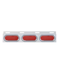 (BULK) STAINLESS STEEL TOP MUD FLAP LIGHT BRACKET W/ THREE 19 LED OVAL LIGHT W/ VISOR - RED LENS (BULK) STAINLESS STEEL TOP MUD FLAP LIGHT BRACKET W/ THREE 19 LED OVAL LIGHT W/ VISOR - RED LENS
