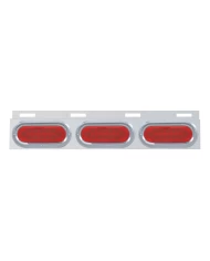 (BULK) STAINLESS STEEL TOP MUD FLAP LIGHT BRACKET W/ THREE 12 LED OVAL LIGHT W/ VISOR - RED LENS (BULK) STAINLESS STEEL TOP MUD FLAP LIGHT BRACKET W/ THREE 12 LED OVAL LIGHT W/ VISOR - RED LENS