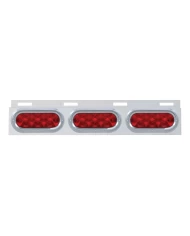 (BULK) STAINLESS STEEL TOP MUD FLAP LIGHT BRACKET W/ THREE 10 LED OVAL LIGHT W/ VISOR - RED LENS (BULK) STAINLESS STEEL TOP MUD FLAP LIGHT BRACKET W/ THREE 10 LED OVAL LIGHT W/ VISOR - RED LENS