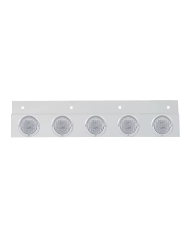 (BULK) STAINLESS STEEL TOP MUD FLAP LIGHT BRACKET W/ FIVE 9 LED 2" CLEARANCE/MARKER LIGHT W/ VISOR - CLEAR LENS (BULK) STAINLESS STEEL TOP MUD FLAP LIGHT BRACKET W/ FIVE 9 LED 2" CLEARANCE/MARKER LIGHT W/ VISOR - CLEAR LENS