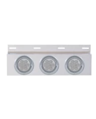 (BULK) STAINLESS STEEL TOP MUD FLAP LIGHT BRACKET W/ THREE 7 LED 4" LIGHT W/ VISOR - CLEAR LENS (BULK) STAINLESS STEEL TOP MUD FLAP LIGHT BRACKET W/ THREE 7 LED 4" LIGHT W/ VISOR - CLEAR LENS