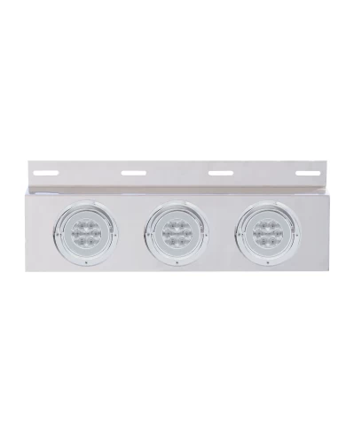 (BULK) STAINLESS STEEL TOP MUD FLAP LIGHT BRACKET W/ THREE 21 RED LED 4" "GLO" LIGHT W/VISOR - CLEAR LENS (BULK) STAINLESS STEEL TOP MUD FLAP LIGHT BRACKET W/ THREE 21 RED LED 4" "GLO" LIGHT W/VISOR - CLEAR LENS